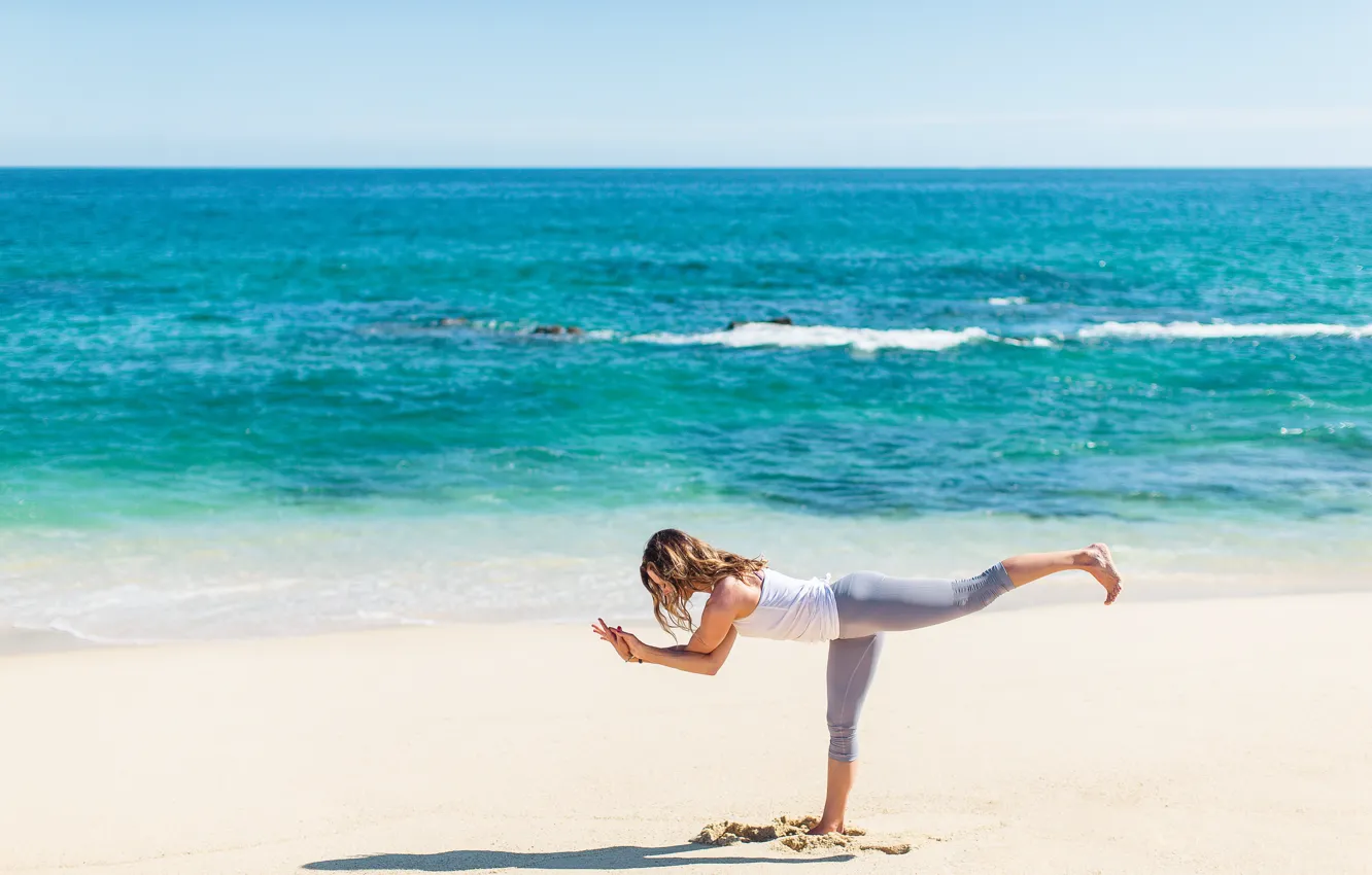 Photo wallpaper ocean, pose, yoga