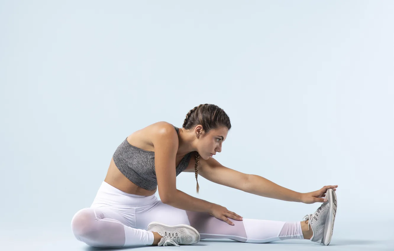 Photo wallpaper woman, young, workout, stretching