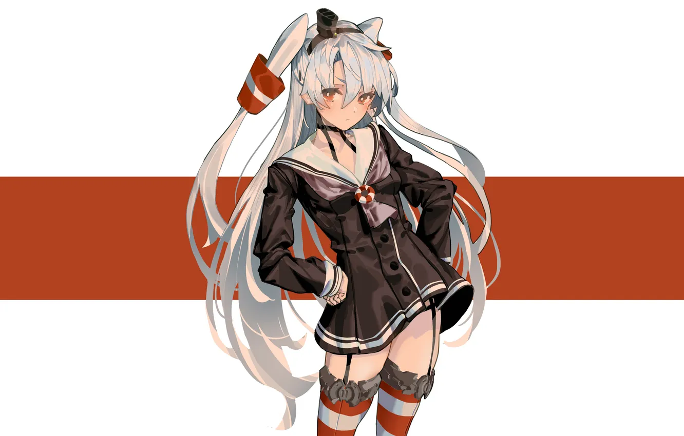 Photo wallpaper girl, sexy, thighhighs, long hair, dress, anime, beautiful, twintails