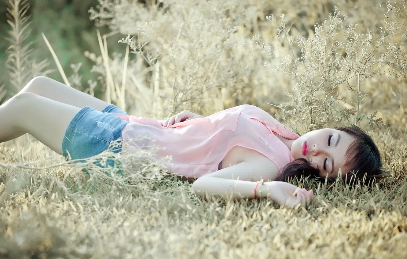 Photo wallpaper girl, background, Asian