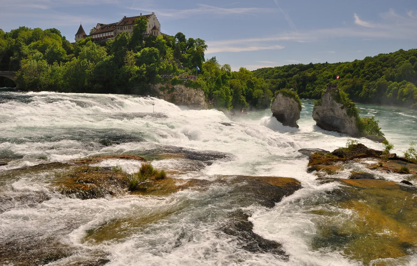 Photo wallpaper river, rocks, stream, Switzerland, cascade