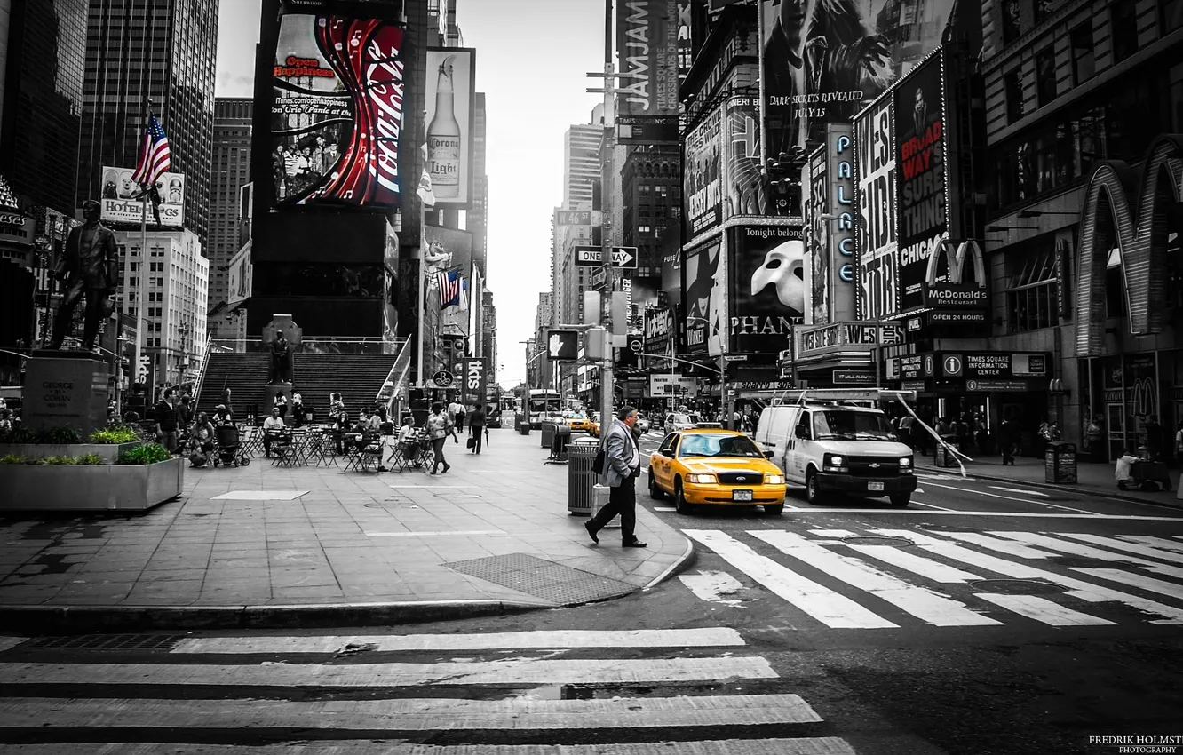 Photo wallpaper Manhattan, Times Square, New york, Taxi