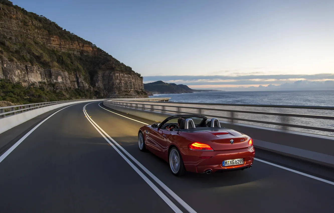 Photo wallpaper road, landscape, convertible, bmw z4