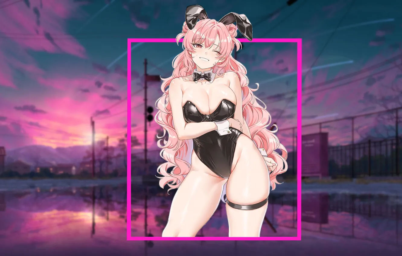 Photo wallpaper kawaii, girl, hot, sexy, cleavage, pink hair, boobs, anime