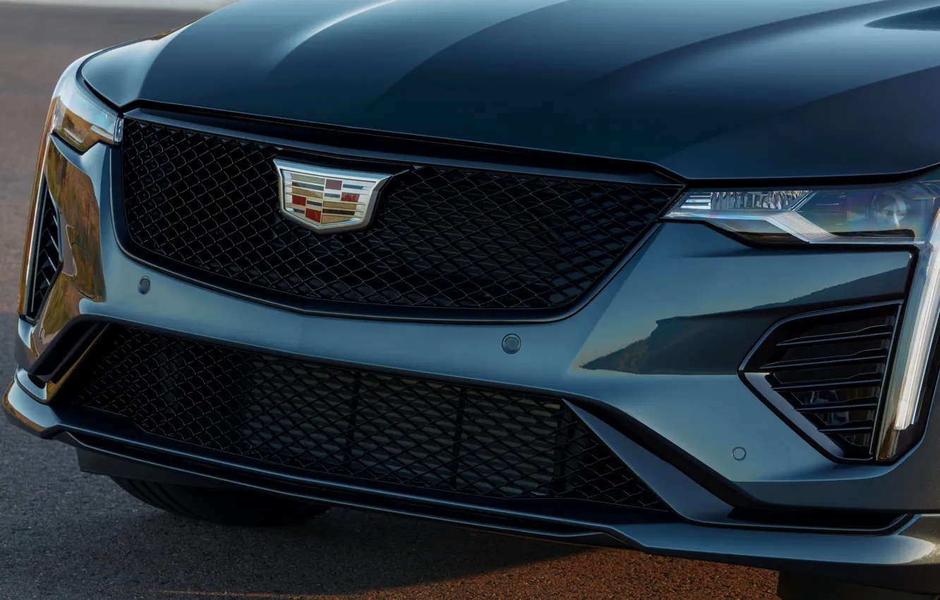 Photo wallpaper Cadillac, the hood, before, grille, sedan, four-door, 2020, CT4-V