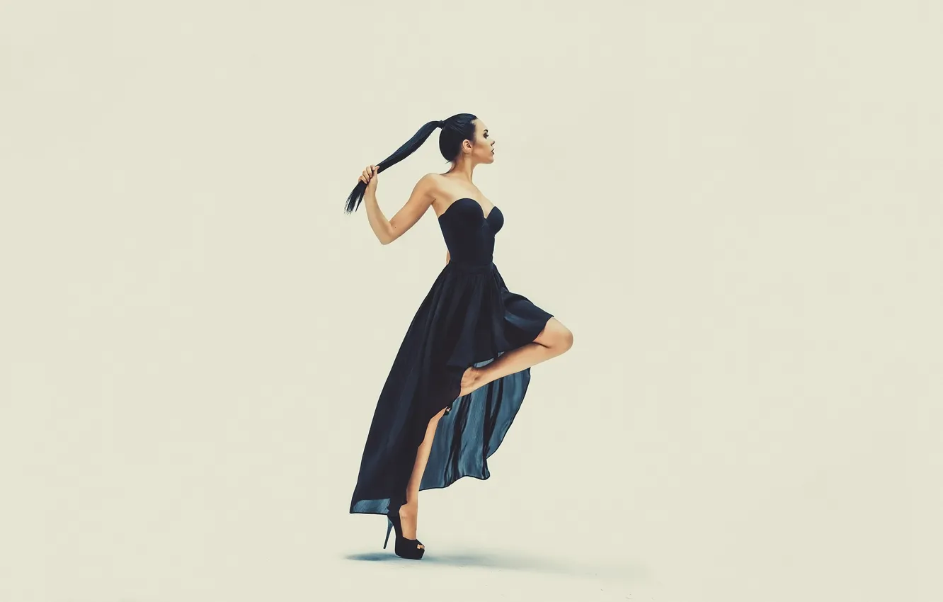 Photo wallpaper background, model, portrait, makeup, figure, slim, dress, brunette