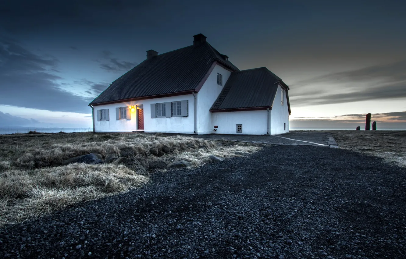 Photo wallpaper landscape, house, Iceland, Seltjarnarnes, Gullbringusysla