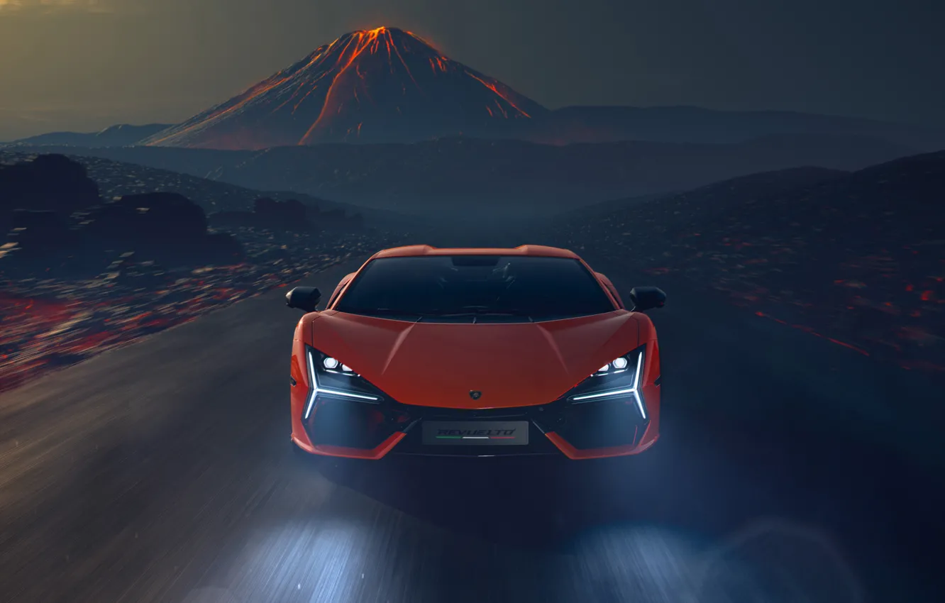 Photo wallpaper light, lights, Lamborghini, the volcano, Lambo, supercar, vulcan, Stir