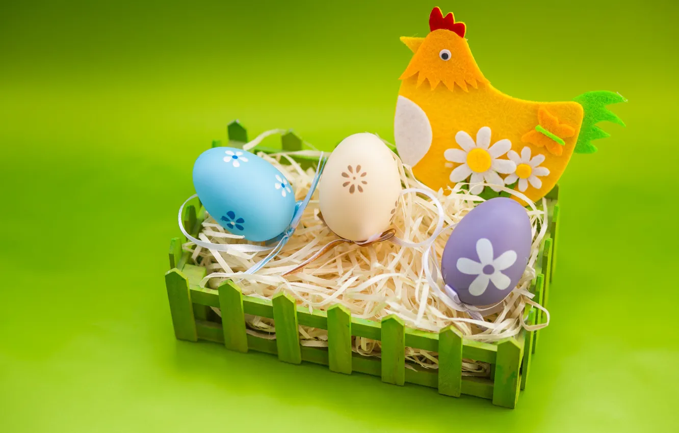 Photo wallpaper holiday, eggs, Easter, socket, hay, Chicken
