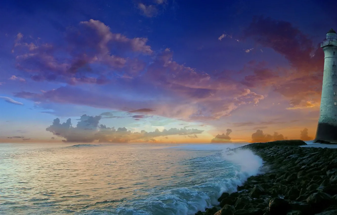 Photo wallpaper sea, nature, lighthouse