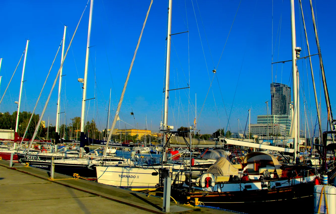 Photo wallpaper sea, ship, yacht, boat