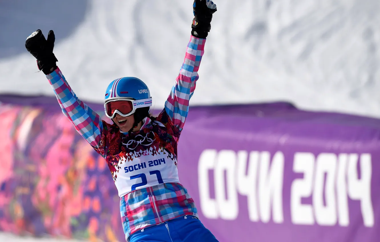 Photo wallpaper snowboard, Russia, Sochi 2014, The XXII Winter Olympic Games, parallel giant slalom, Alena Zavarzina