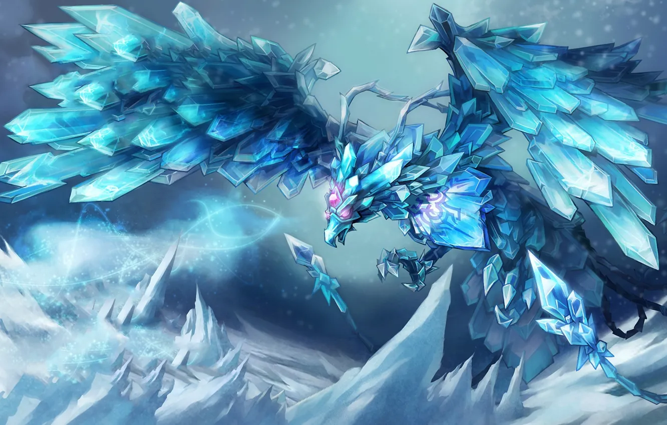 Photo wallpaper cold, snow, bird, magic, ice, crystals, league of legends, Anivia