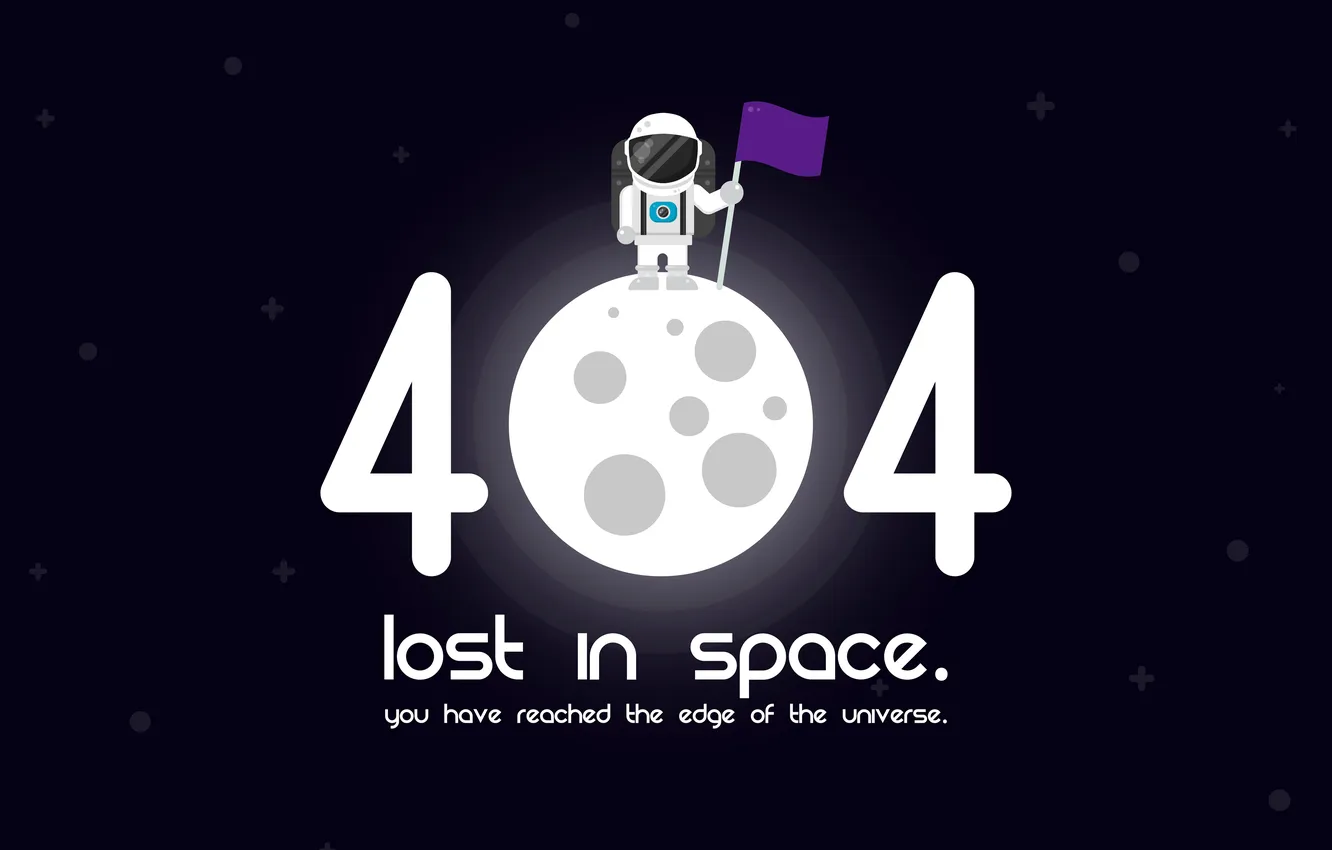 Photo wallpaper Moon, Illustration, Technology, Astronaut, Lost in Space, Dark background, Dark purple, 404 Error