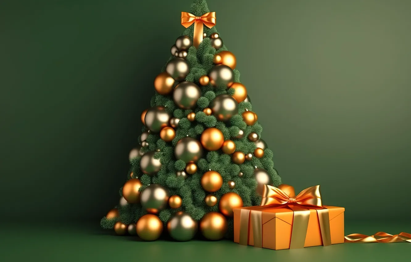 Photo wallpaper gift, balls, tree, new year, colorful, Christmas, Christmas, balls