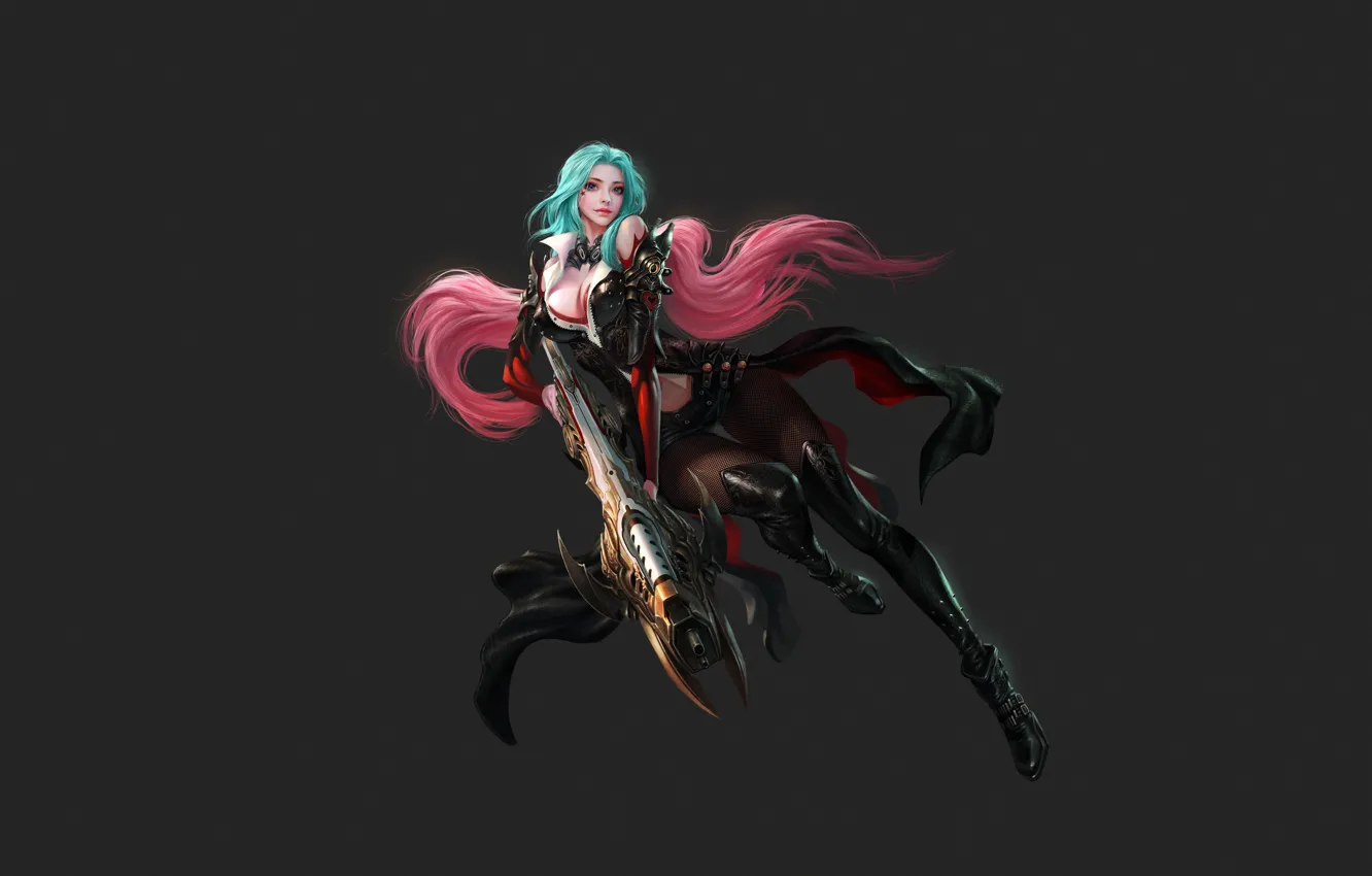 Photo wallpaper girl, sexy, style, weapons, background, fiction, minimalism, art