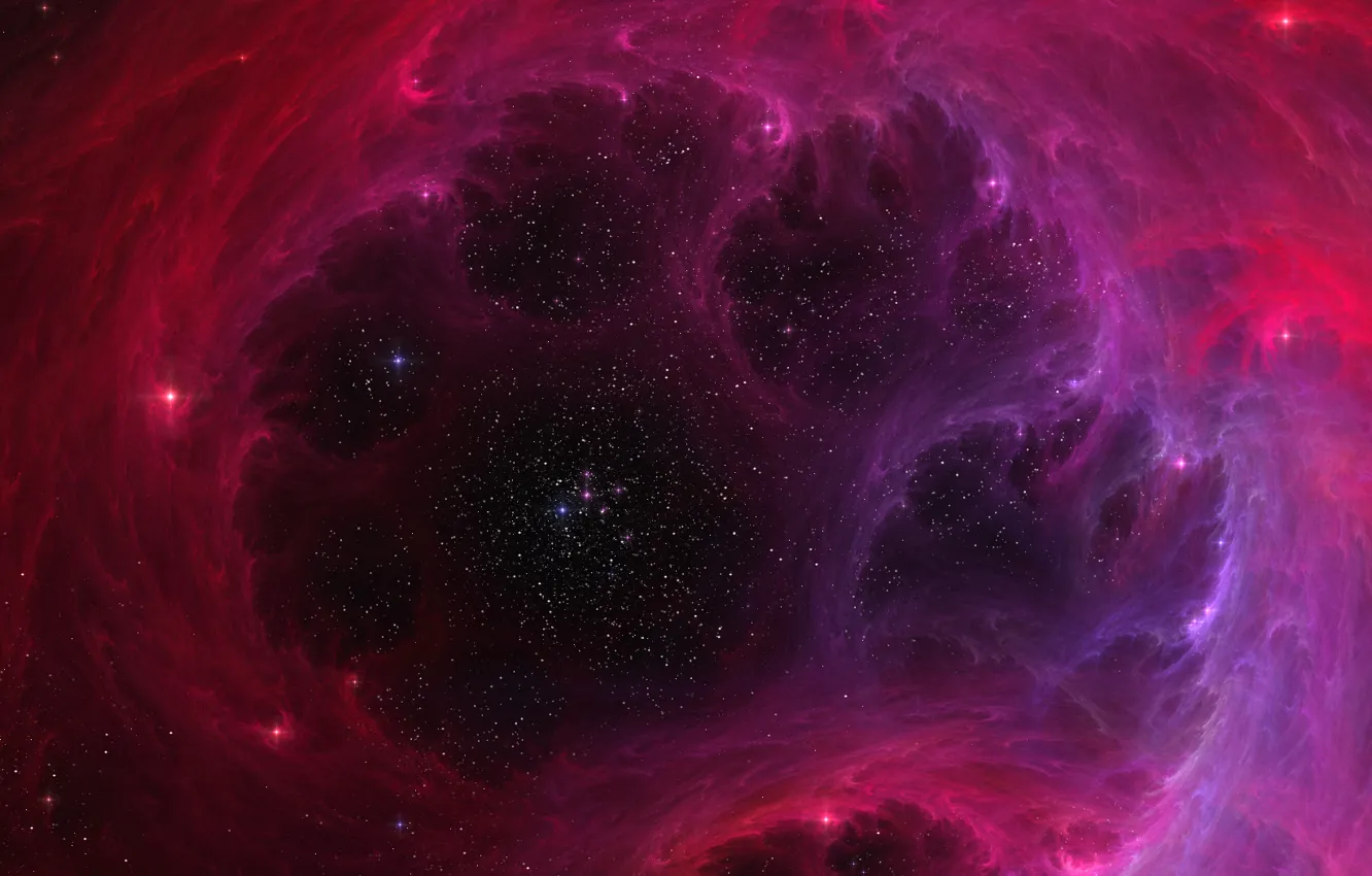 Photo wallpaper nebula, lights, stars, space