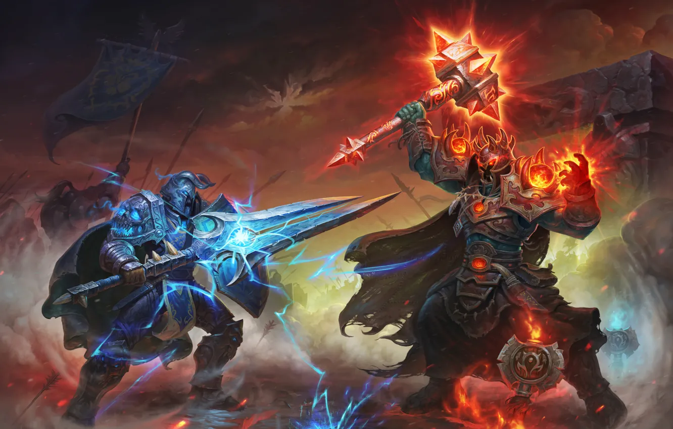 Photo wallpaper sword, hammer, warrior, armor, World of Warcraft, Warcraft, wow, alliance