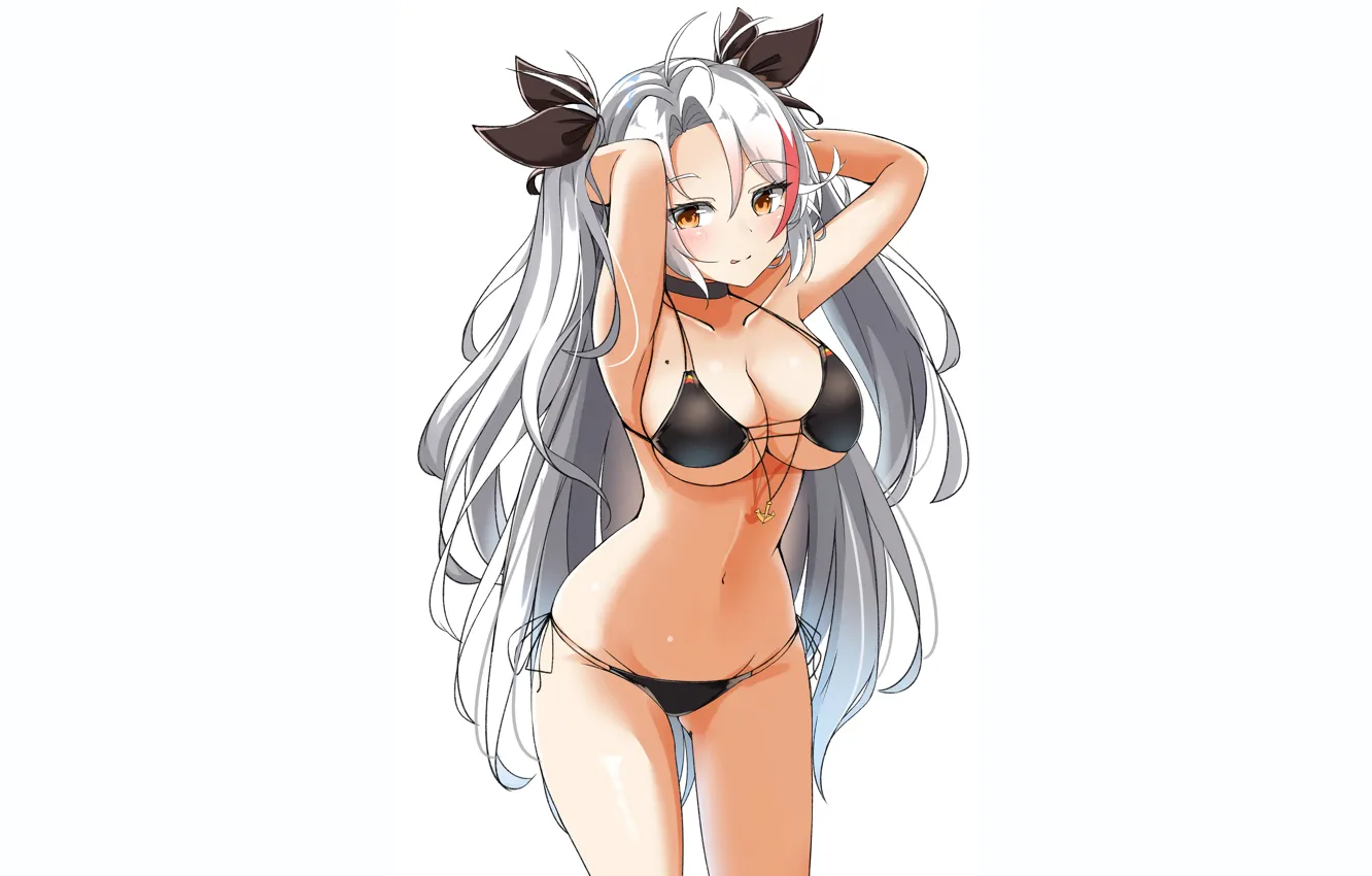 Photo wallpaper girl, sexy, cleavage, long hair, boobs, anime, beautiful, pretty