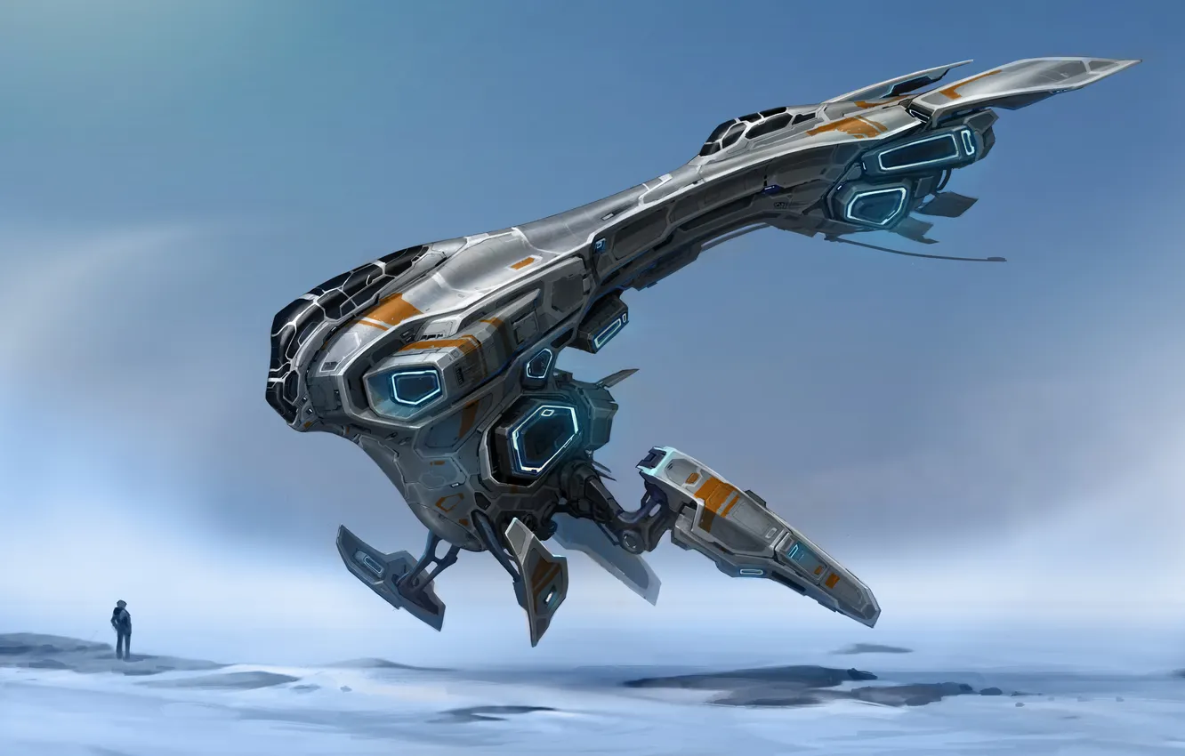 Photo wallpaper people, ship, planet, art