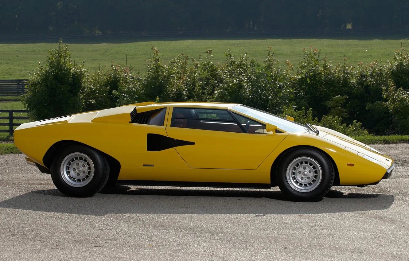 Photo wallpaper yellow, Lamborghini, side view, Countach, Countach, LP400