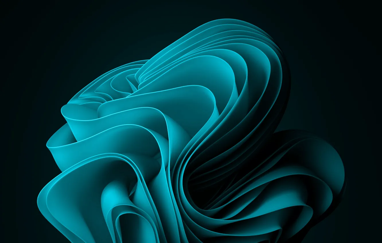 Photo wallpaper abstract, cyan, windows 11