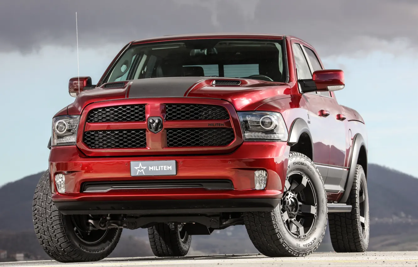 Photo wallpaper red, Dodge, pickup, Ram, 2017, 1500 RX Crew Cab, Soldier