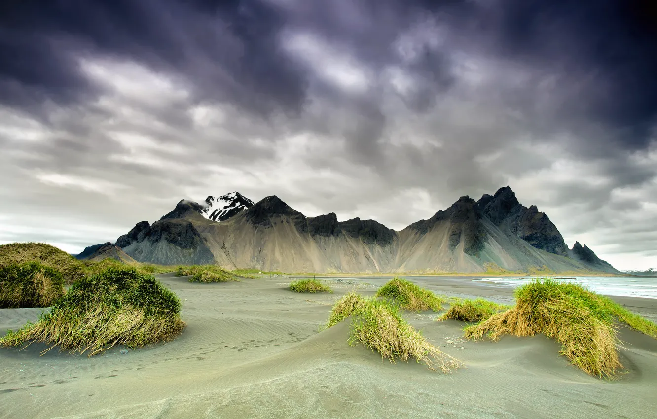 Photo wallpaper mountains, spring, Iceland, Cape, Have stokksnes