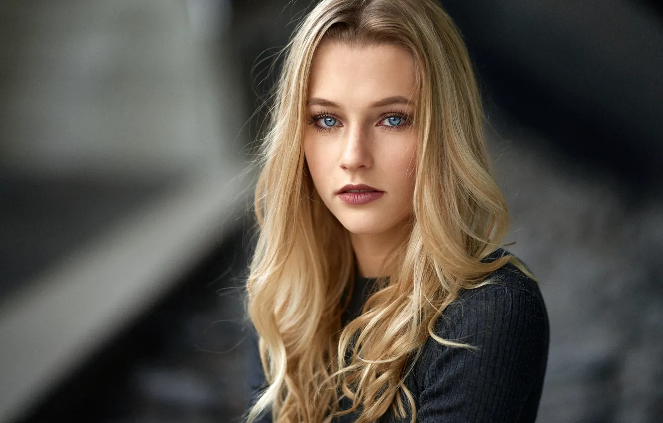 Photo wallpaper look, model, portrait, makeup, hairstyle, blonde, beauty, bokeh