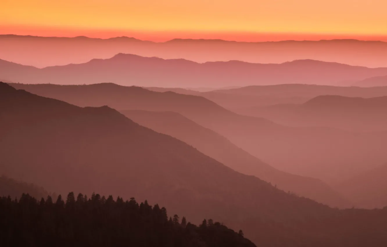 Photo wallpaper mountains, CA, glow, USA, Mariposa