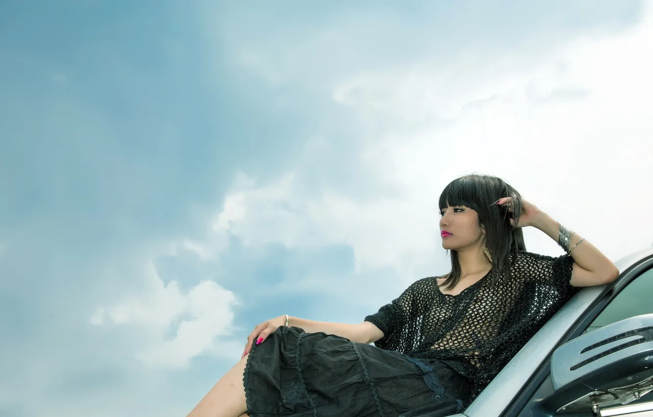 Photo wallpaper the sky, girl, Asian