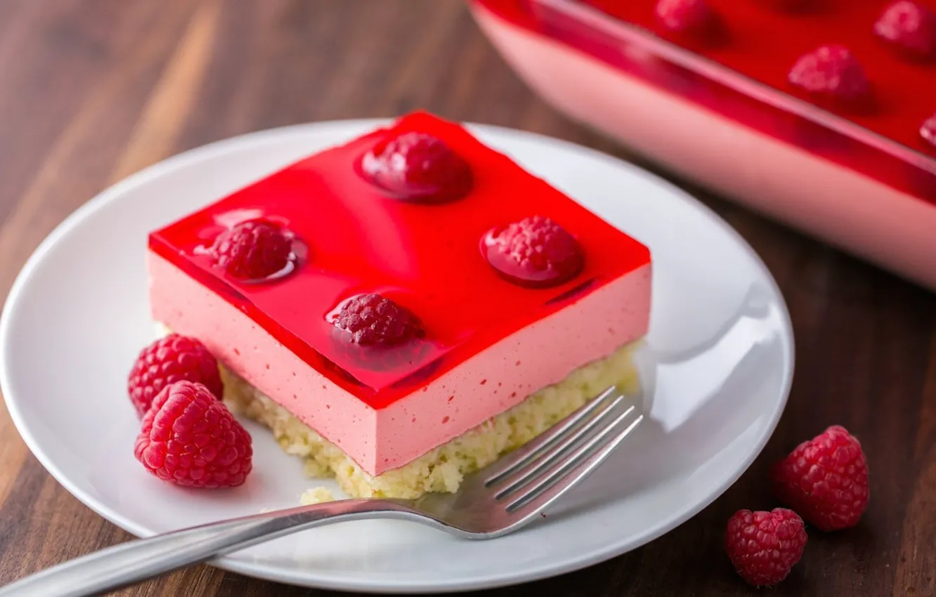 Photo wallpaper raspberry, cake, cream, dessert, sweet, jelly, biscuit