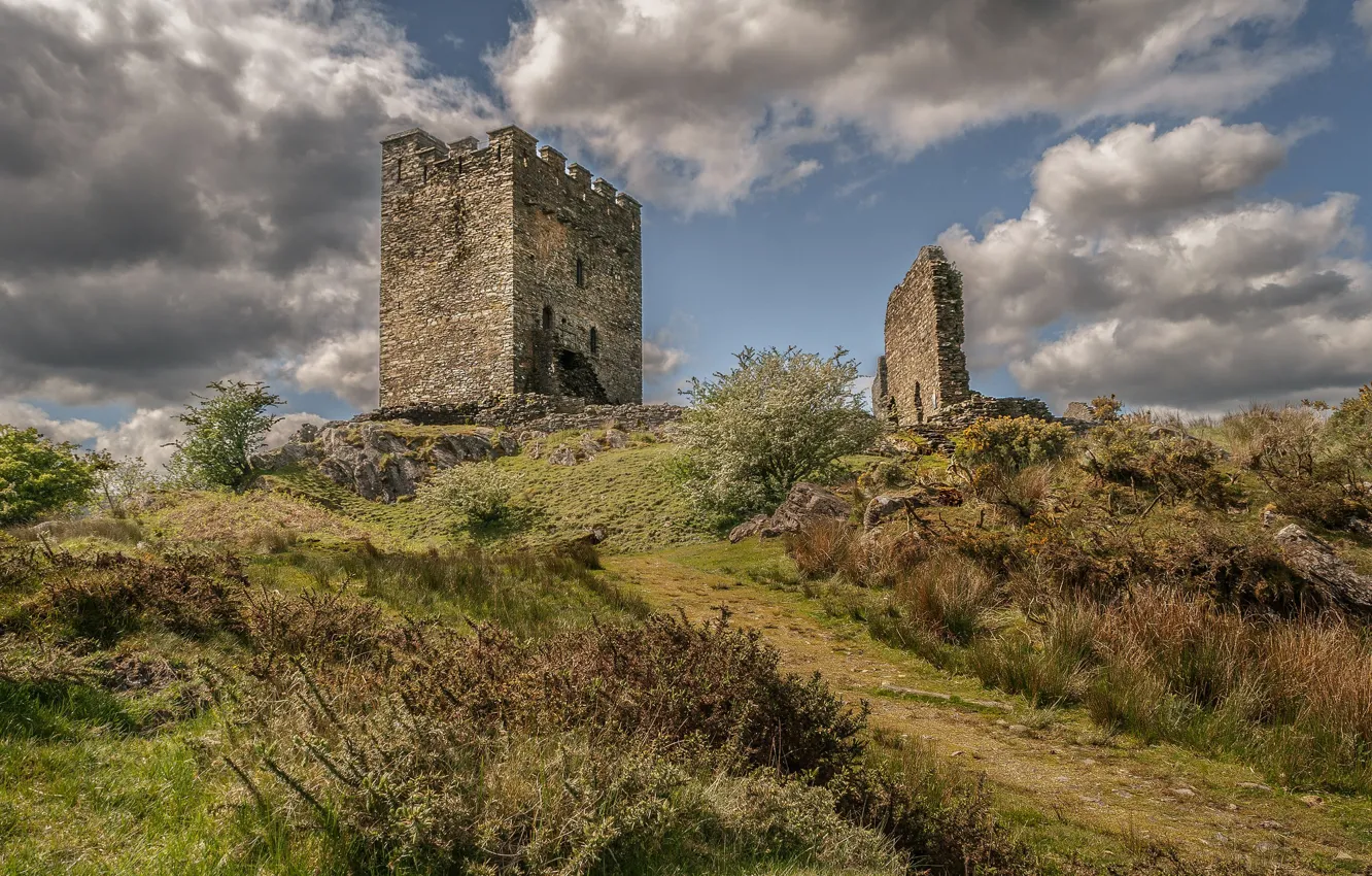 Photo wallpaper castle, tower, ruins, Wales, Dolwyddelan