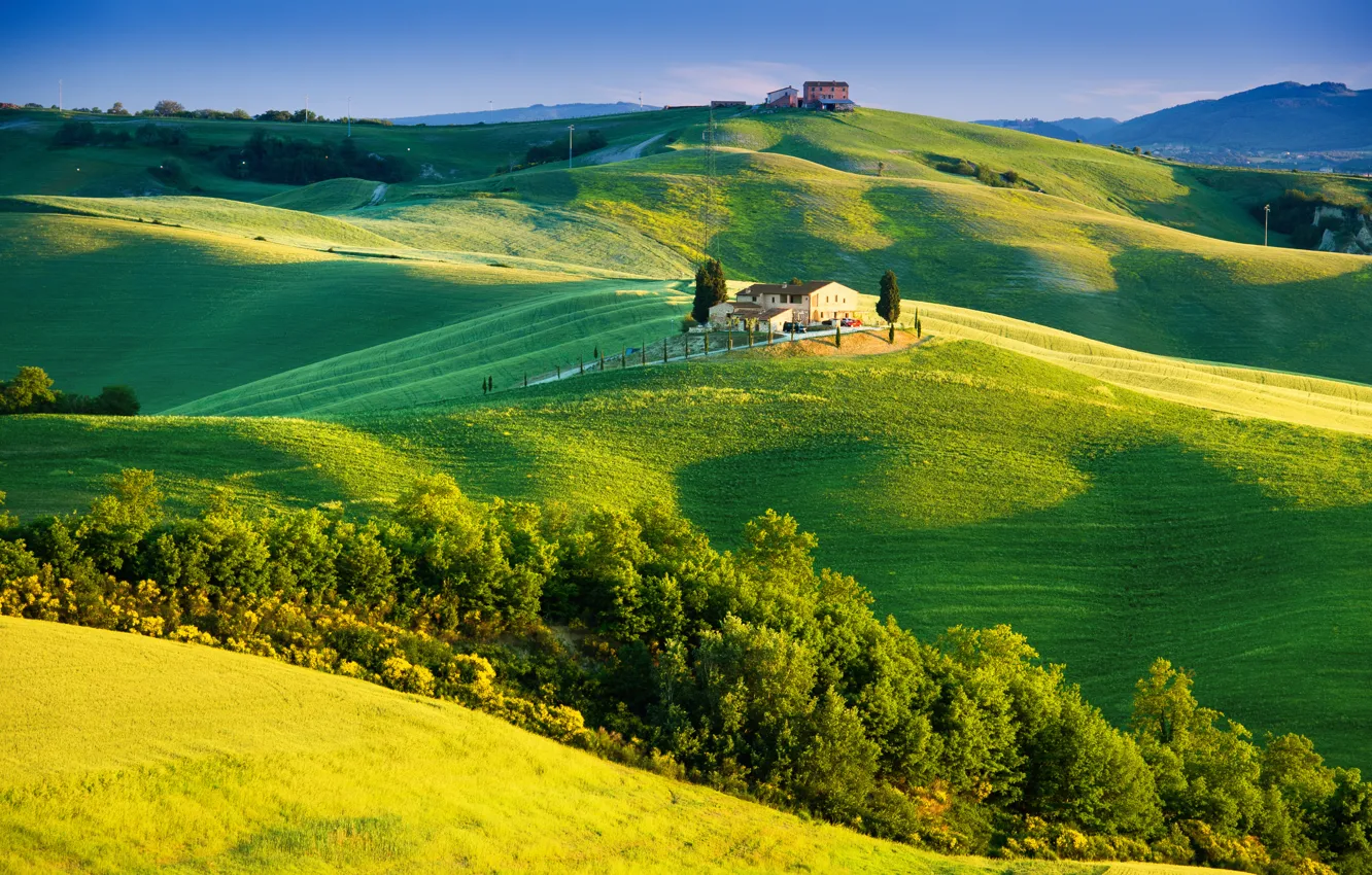 Photo wallpaper summer, the sky, trees, landscape, nature, house, Italy, summer
