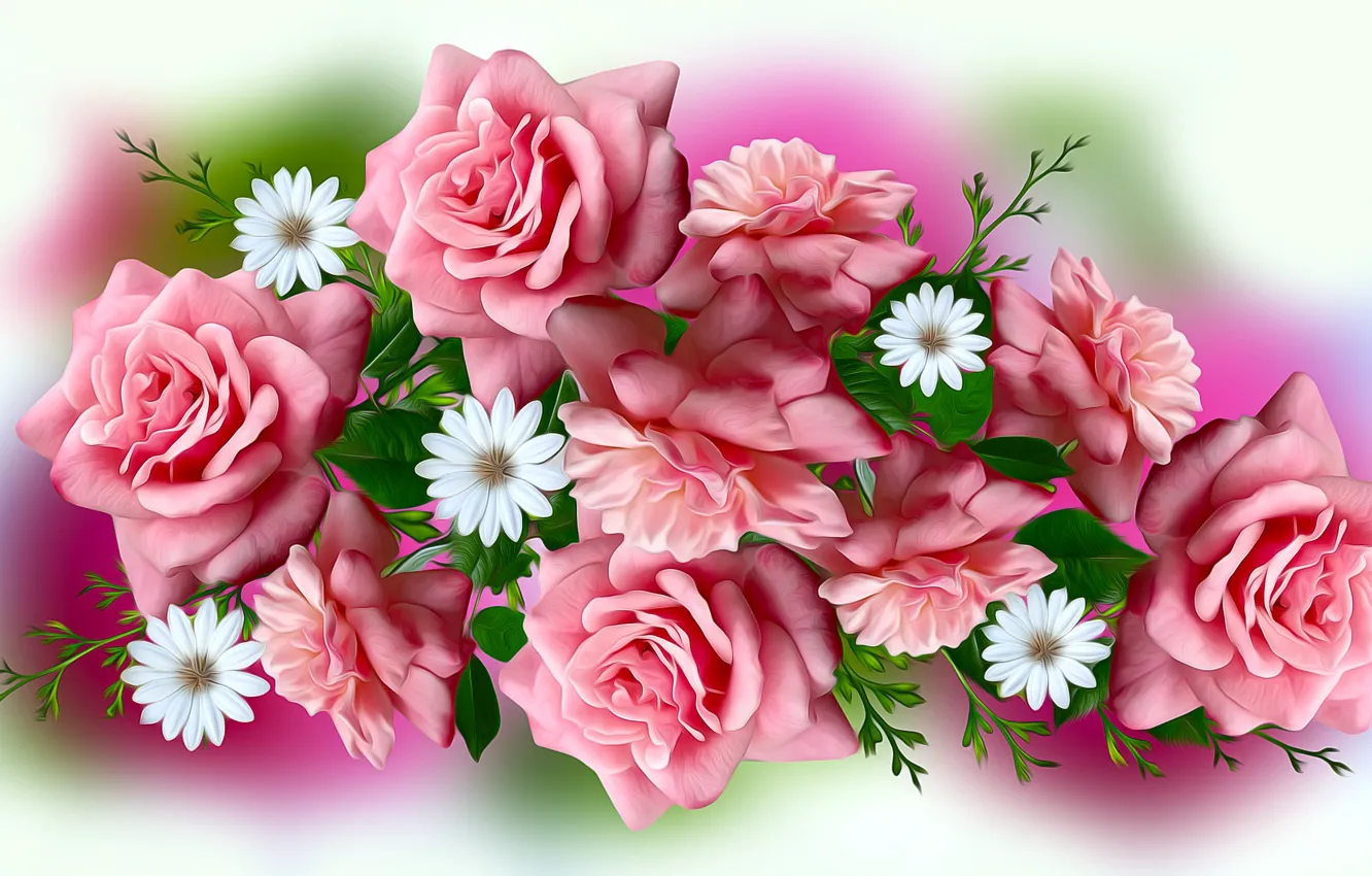 Photo wallpaper Graphics, Flowers, Roses