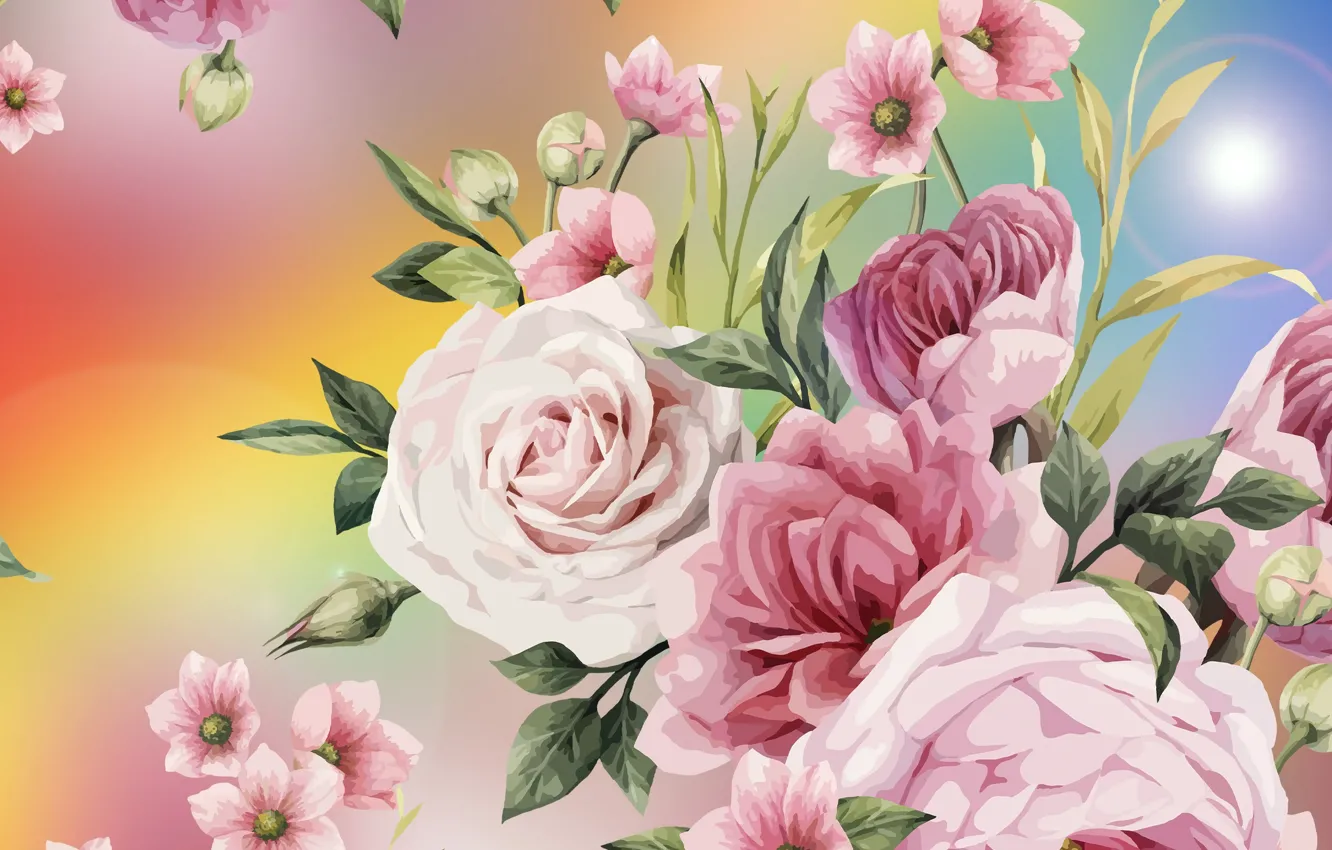 Photo wallpaper Graphics, Flowers, Roses