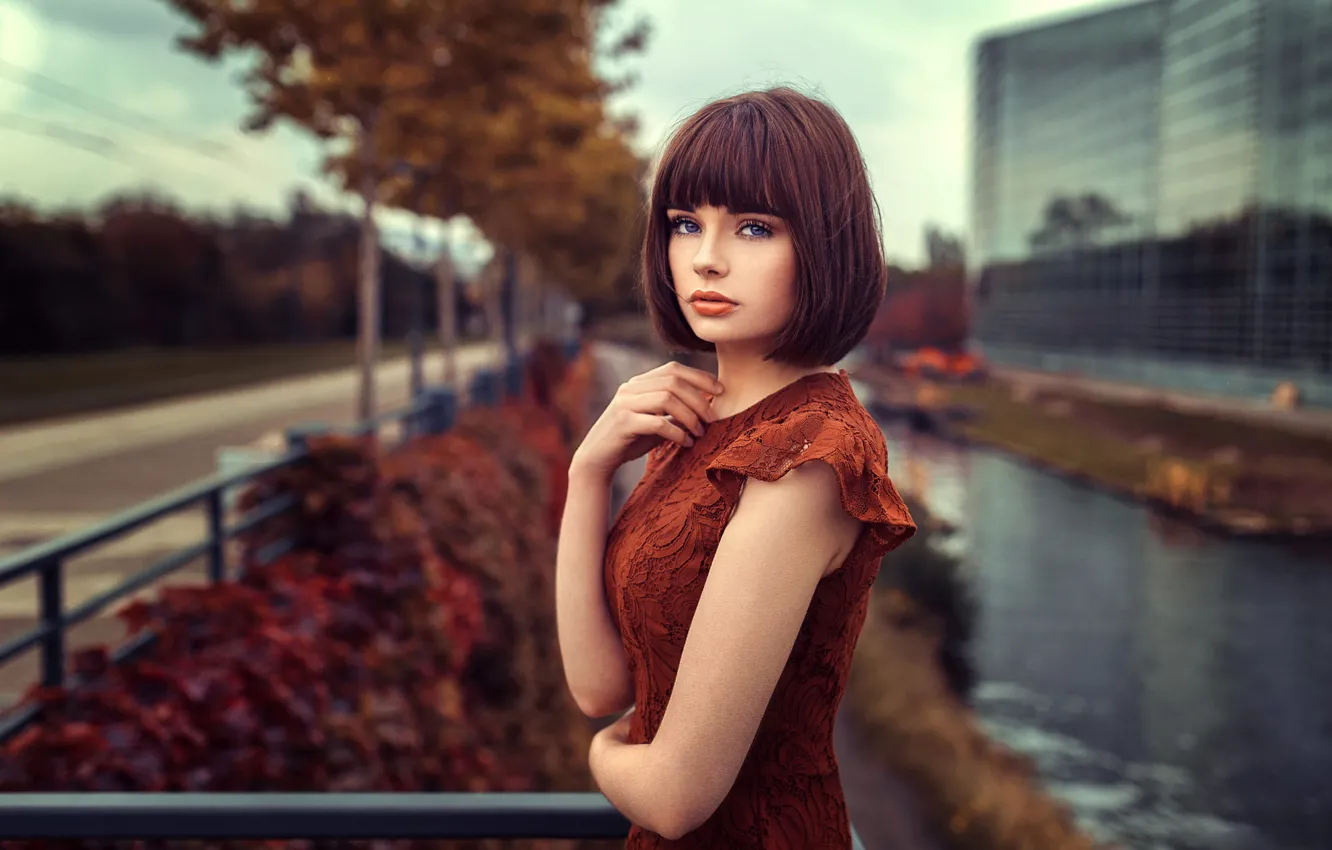 Photo wallpaper look, girl, the city, pose, dress, Marie, Lods Franck