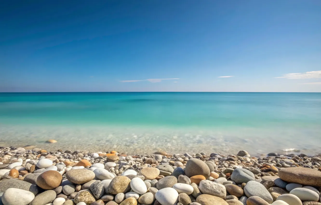Photo wallpaper sand, sea, beach, summer, pebbles, stones, shore, summer