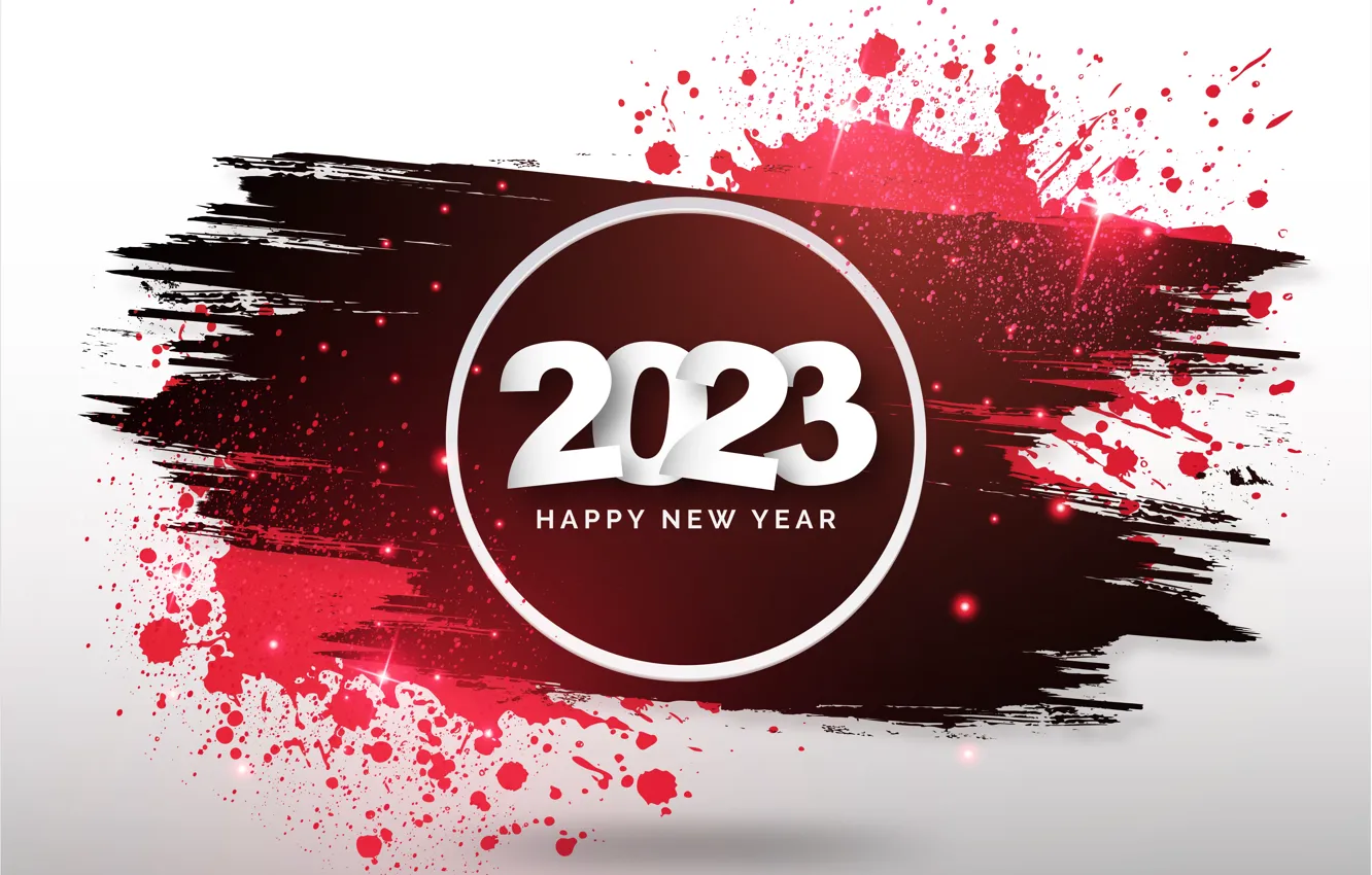 Photo wallpaper line, circles, squirt, red, the inscription, paint, new year, figures