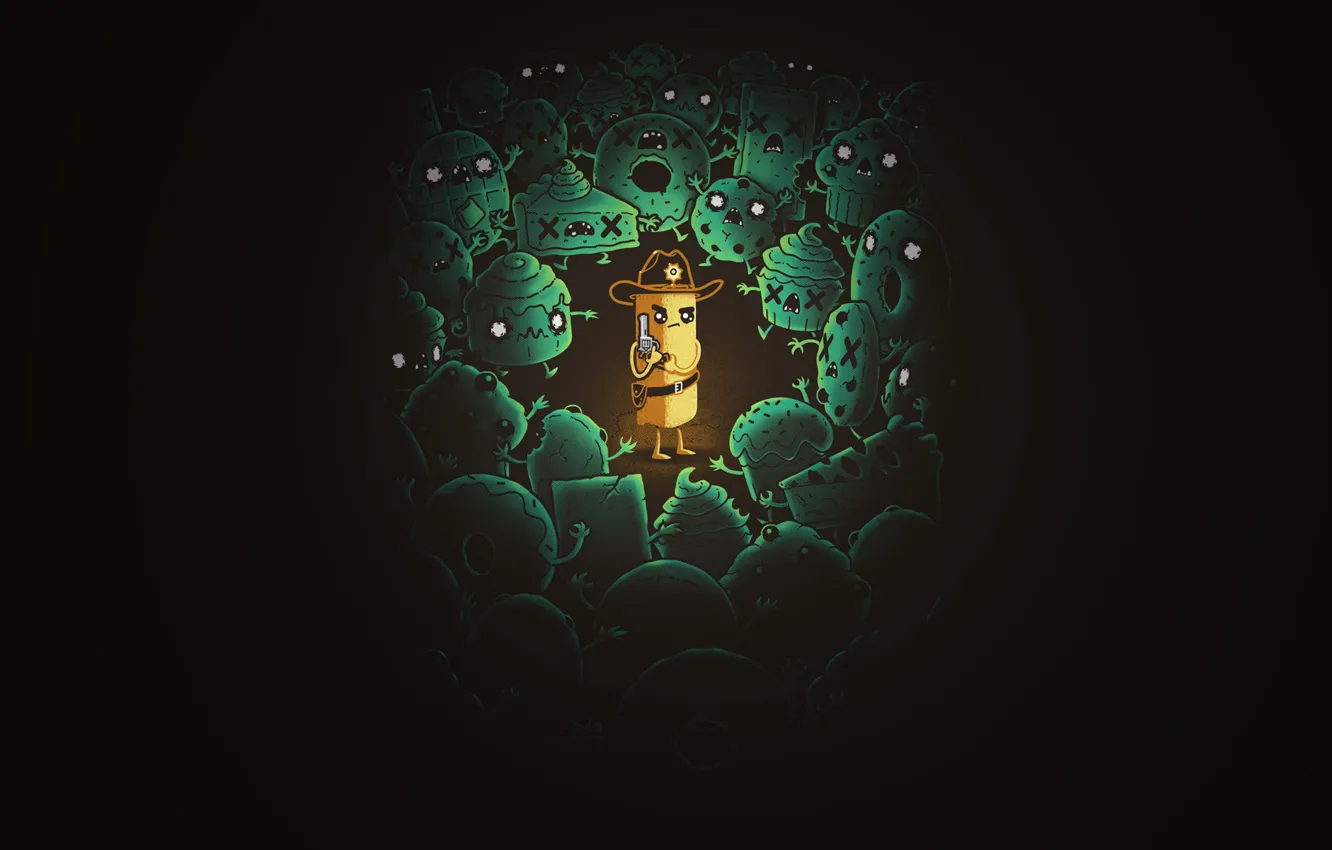 Photo wallpaper pie, zombies, dead, cupcakes, The walking dead, walking dead