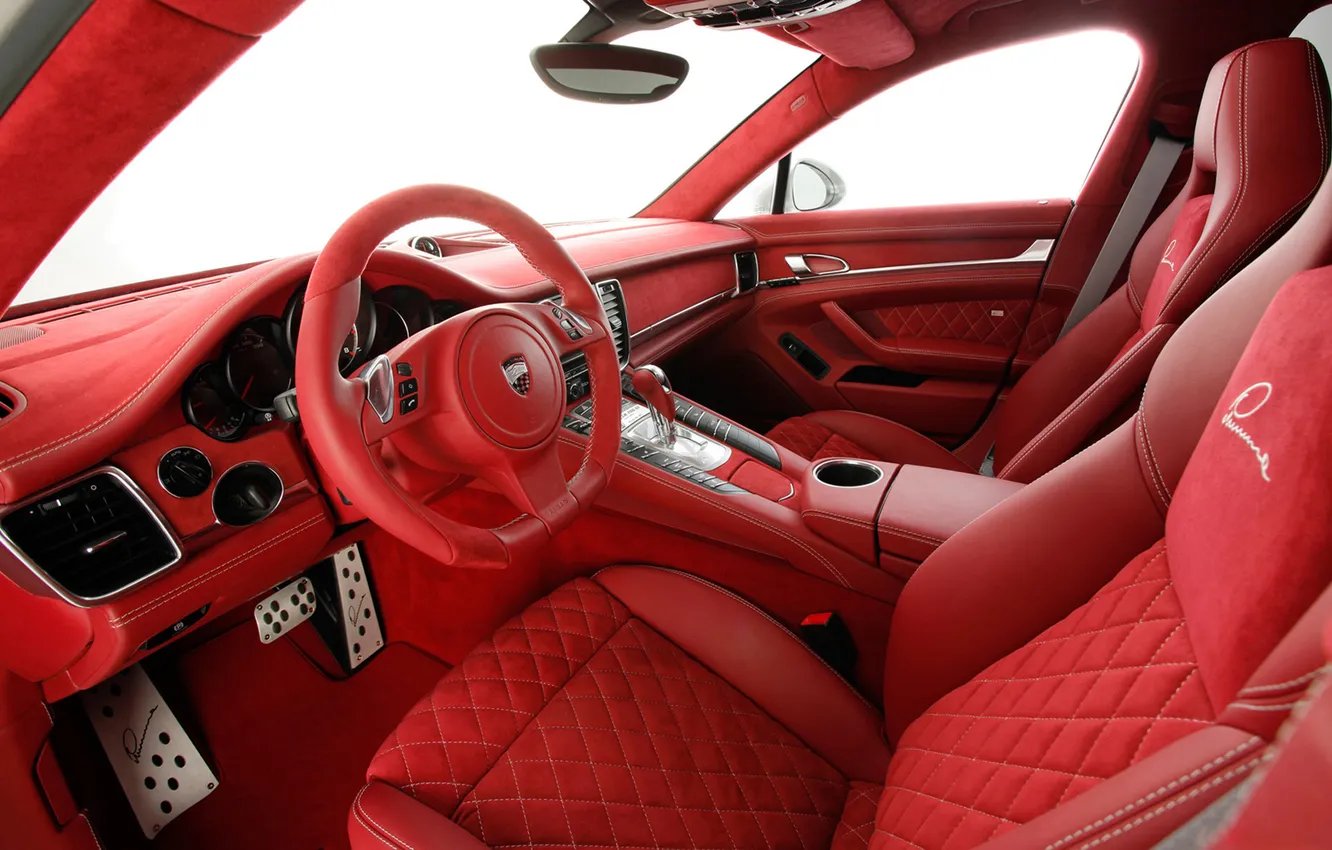 Photo wallpaper red, salon, Porsche-Panamera