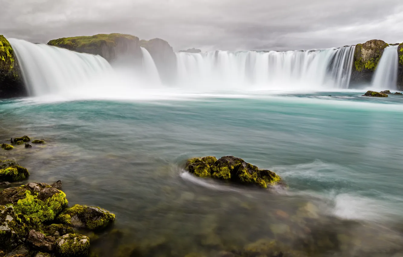 Photo wallpaper landscape, waterfall, Iceland, Godafoss
