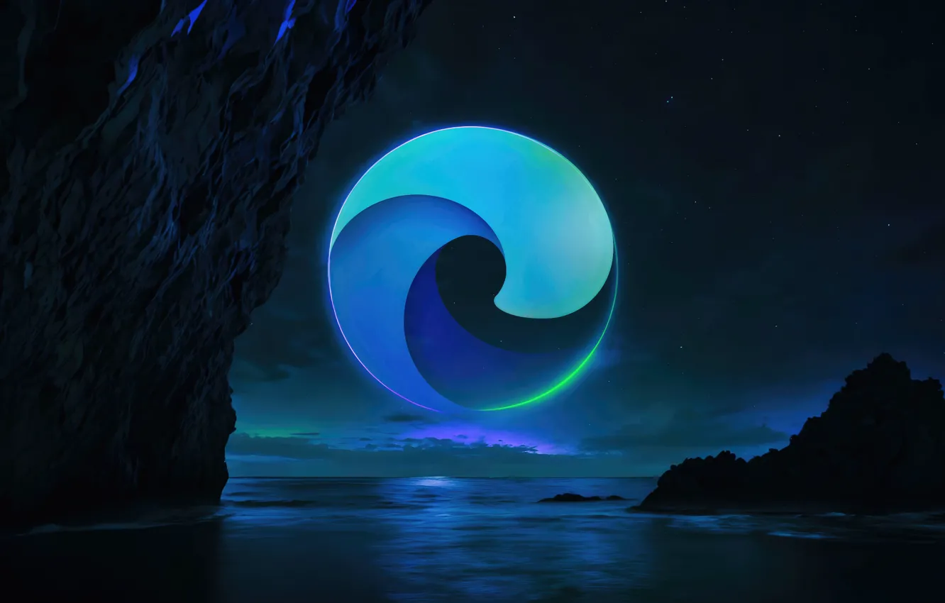 Photo wallpaper logo, hi-tech, microsoft edge