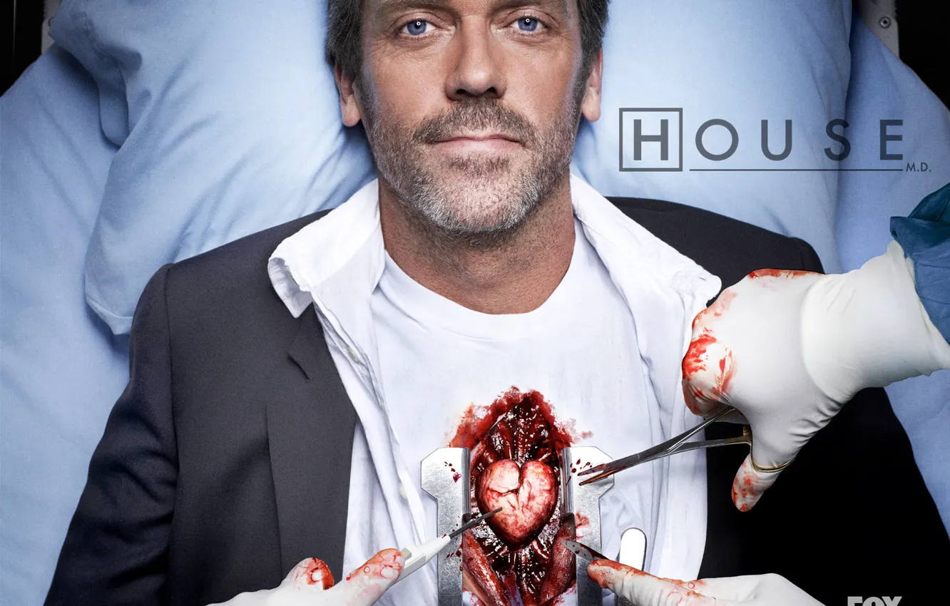 Photo wallpaper heart, Hugh Laurie, house, Dr. house