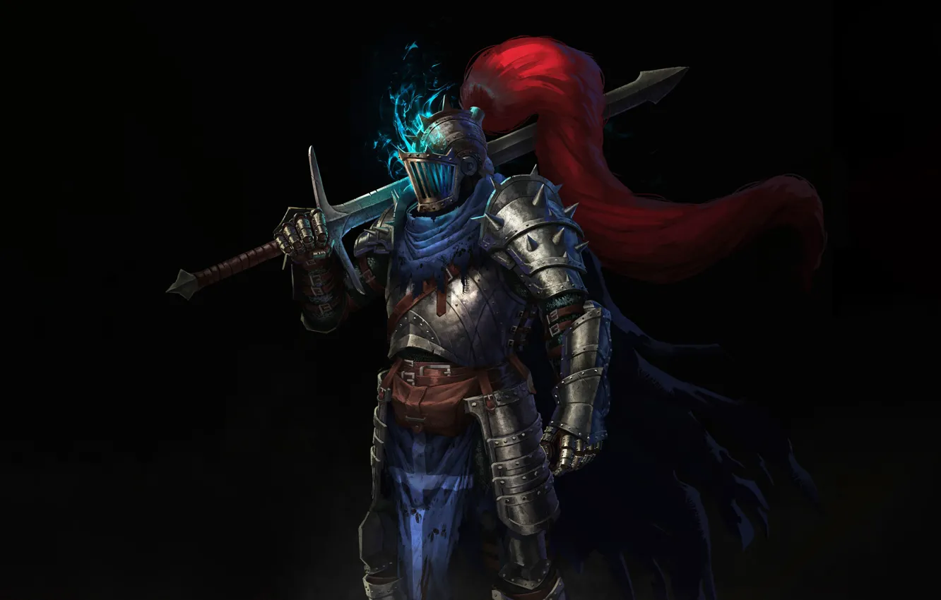 Photo wallpaper minimalism, sword, armor, warrior, sword, fantasy, knight, armor