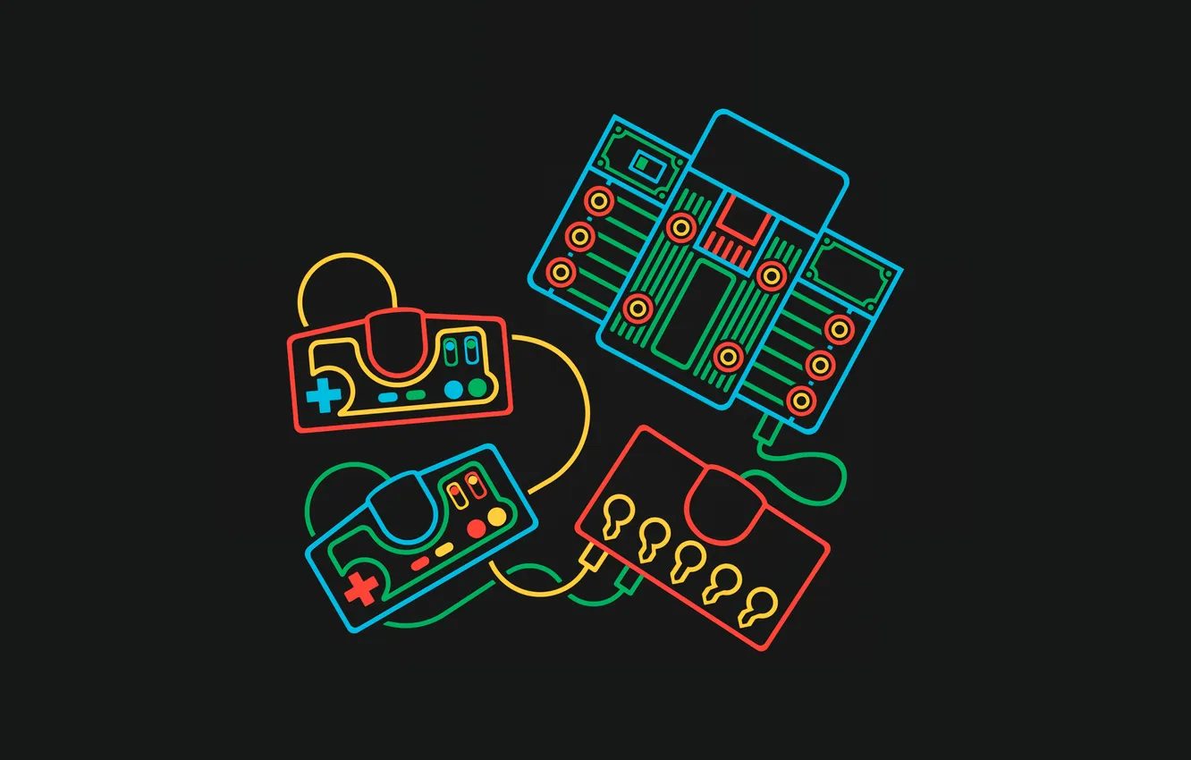 Photo wallpaper the dark background, the game, minimalism, game, minimalism, dark background, controllers, gamepads