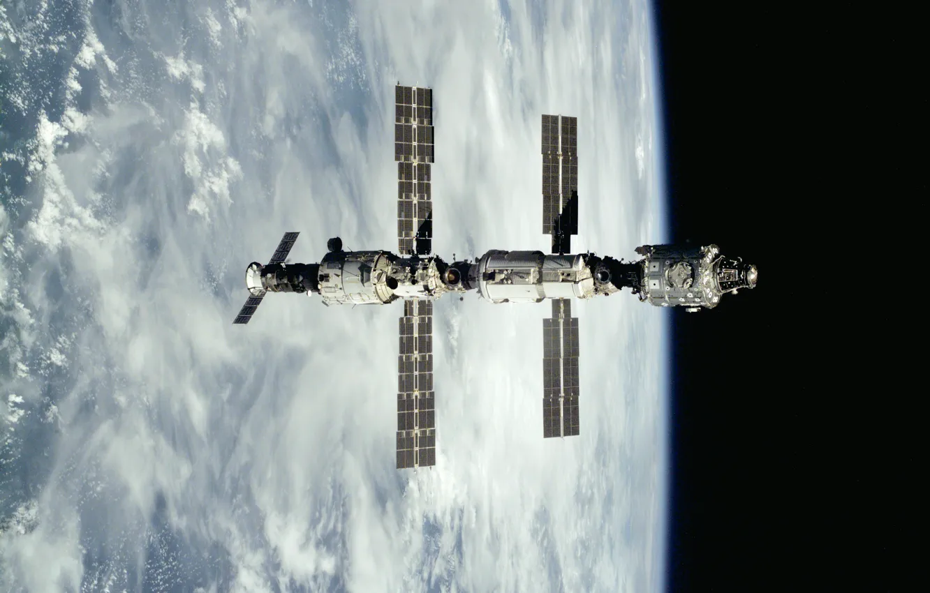Photo wallpaper the sky, earth, ISS