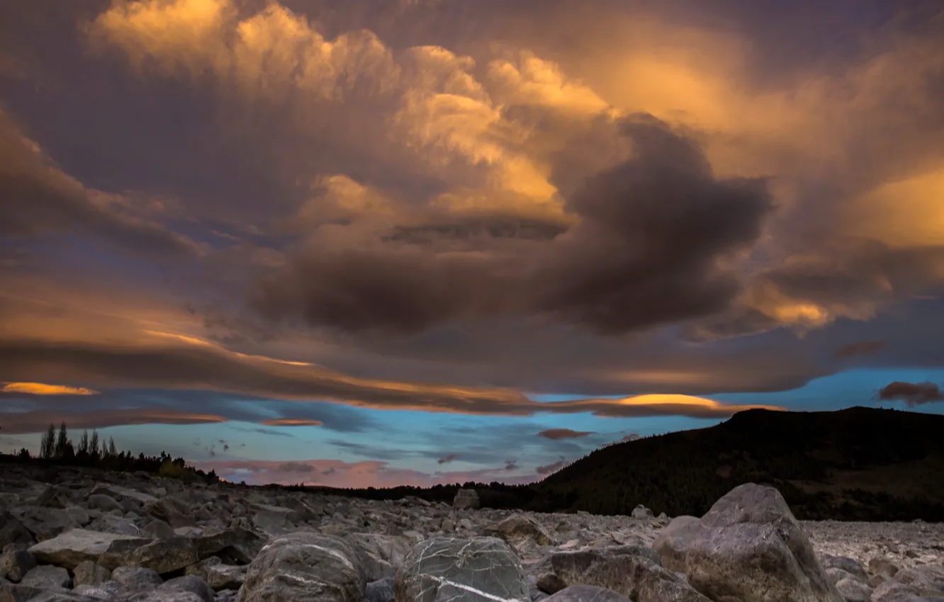 Photo wallpaper clouds, sun rise, Tekapo Dawn