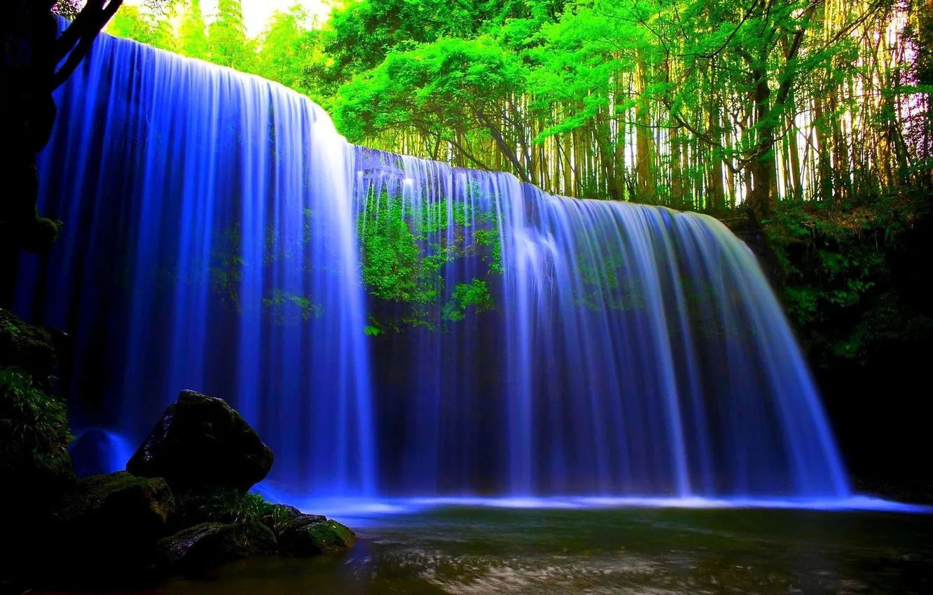 Photo wallpaper stones, waterfall, slope