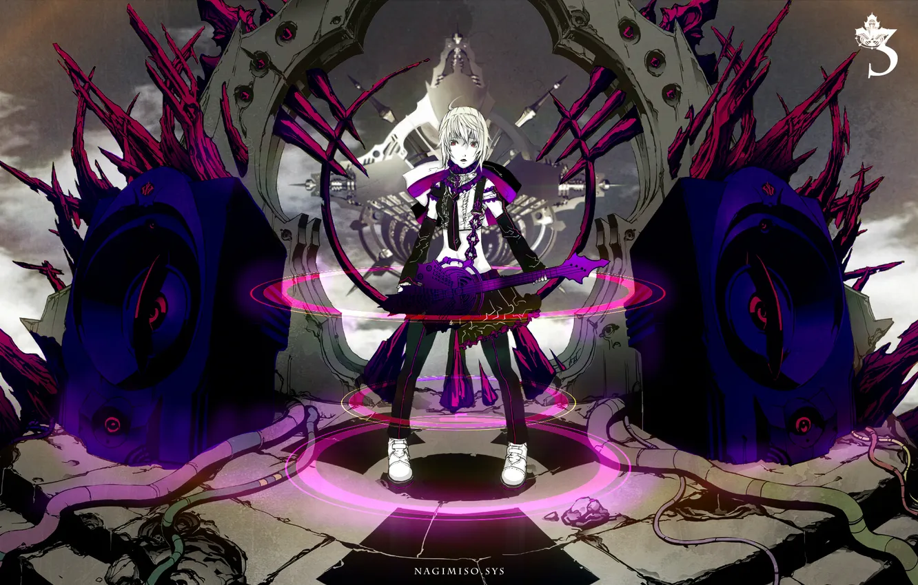 Photo wallpaper girl, wire, guitar, art, vocaloid, Vocaloid, meltdown, yowane Haku